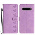 For Samsung Galaxy S10 / S10+ Seven Butterflies Embossed Leather Phone Case(Purple) - 1