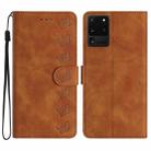 For Samsung Galaxy S20 Ultra 5G Seven Butterflies Embossed Leather Phone Case(Brown) - 1