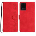 For Samsung Galaxy S20 Ultra 5G Seven Butterflies Embossed Leather Phone Case(Red) - 1