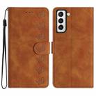 For Samsung Galaxy S21 5G Seven Butterflies Embossed Leather Phone Case(Brown) - 1