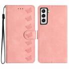 For Samsung Galaxy S21 5G Seven Butterflies Embossed Leather Phone Case(Pink) - 1