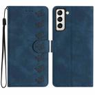 For Samsung Galaxy S21 5G Seven Butterflies Embossed Leather Phone Case(Blue) - 1