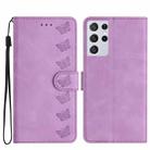 For Samsung Galaxy S21 Ultra 5G Seven Butterflies Embossed Leather Phone Case(Purple) - 1