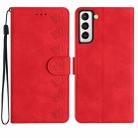 For Samsung Galaxy S21+ 5G Seven Butterflies Embossed Leather Phone Case(Red) - 1