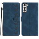 For Samsung Galaxy S21+ 5G Seven Butterflies Embossed Leather Phone Case(Blue) - 1