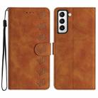 For Samsung Galaxy S22 5G Seven Butterflies Embossed Leather Phone Case(Brown) - 1