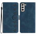 For Samsung Galaxy S22 5G Seven Butterflies Embossed Leather Phone Case(Blue) - 1