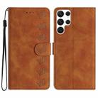 For Samsung Galaxy S22 Ultra 5G Seven Butterflies Embossed Leather Phone Case(Brown) - 1