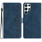 For Samsung Galaxy S22 Ultra 5G Seven Butterflies Embossed Leather Phone Case(Blue) - 1