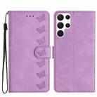 For Samsung Galaxy S23 Ultra 5G Seven Butterflies Embossed Leather Phone Case(Purple) - 1