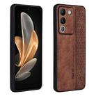 For vivo V29e 5G / Y200 5G AZNS 3D Embossed Skin Feel Phone Case(Brown) - 1