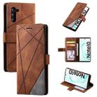 For Samsung Galaxy Note 10 Skin Feel Splicing Horizontal Flip Leather Case with Holder & Card Slots & Wallet & Photo Frame(Brown) - 1