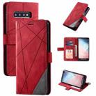 For Samsung Galaxy S10 Plus Skin Feel Splicing Horizontal Flip Leather Case with Holder & Card Slots & Wallet & Photo Frame(Red) - 1