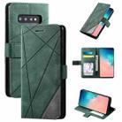 For Samsung Galaxy S10 Skin Feel Splicing Horizontal Flip Leather Case with Holder & Card Slots & Wallet & Photo Frame(Green) - 1