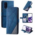 For Samsung Galaxy S20 Skin Feel Splicing Horizontal Flip Leather Case with Holder & Card Slots & Wallet & Photo Frame(Blue) - 1