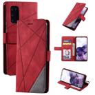 For Samsung Galaxy S20 Skin Feel Splicing Horizontal Flip Leather Case with Holder & Card Slots & Wallet & Photo Frame(Red) - 1
