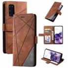 For Samsung Galaxy S20 Skin Feel Splicing Horizontal Flip Leather Case with Holder & Card Slots & Wallet & Photo Frame(Brown) - 1