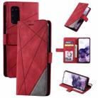 For Samsung Galaxy S20 Plus Skin Feel Splicing Horizontal Flip Leather Case with Holder & Card Slots & Wallet & Photo Frame(Red) - 1