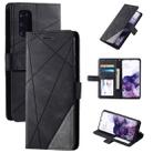 For Samsung Galaxy S20 Plus Skin Feel Splicing Horizontal Flip Leather Case with Holder & Card Slots & Wallet & Photo Frame(Black) - 1