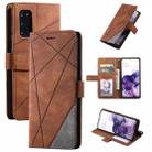 For Samsung Galaxy S20 Plus Skin Feel Splicing Horizontal Flip Leather Case with Holder & Card Slots & Wallet & Photo Frame(Brown) - 1