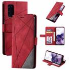 For Samsung Galaxy S20 Ultra Skin Feel Splicing Horizontal Flip Leather Case with Holder & Card Slots & Wallet & Photo Frame(Red) - 1