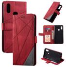 For Samsung Galaxy A10s Skin Feel Splicing Horizontal Flip Leather Case with Holder & Card Slots & Wallet & Photo Frame(Red) - 1