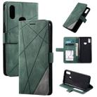 For Samsung Galaxy A10s Skin Feel Splicing Horizontal Flip Leather Case with Holder & Card Slots & Wallet & Photo Frame(Green) - 1