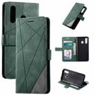 For Samsung Galaxy A20 Skin Feel Splicing Horizontal Flip Leather Case with Holder & Card Slots & Wallet & Photo Frame(Green) - 1