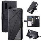For Samsung Galaxy A20e Skin Feel Splicing Horizontal Flip Leather Case with Holder & Card Slots & Wallet & Photo Frame(Black) - 1