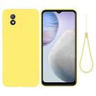 For vivo Y02A 4G / Y11 2023 4G Pure Color Liquid Silicone Shockproof Phone Case(Yellow) - 1