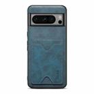 For Google Pixel 8 Denior PU Back Cover Card Slot Holder Phone Case(Blue) - 1
