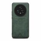 For Honor Magic5 5G Denior PU Back Cover Card Slot Holder Phone Case(Green) - 1