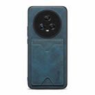 For Honor Magic5 5G Denior PU Back Cover Card Slot Holder Phone Case(Blue) - 1