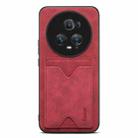 For Honor Magic5 Pro 5G Denior PU Back Cover Card Slot Holder Phone Case(Red) - 1