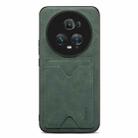 For Honor Magic5 Pro 5G Denior PU Back Cover Card Slot Holder Phone Case(Green) - 1