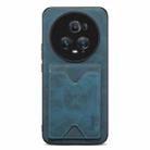 For Honor Magic5 Pro 5G Denior PU Back Cover Card Slot Holder Phone Case(Blue) - 1