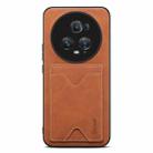 For Honor Magic5 Pro 5G Denior PU Back Cover Card Slot Holder Phone Case(Brown) - 1