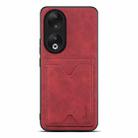 For Honor 90 Denior PU Back Cover Card Slot Holder Phone Case(Red) - 1