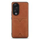 For Honor 90 Denior PU Back Cover Card Slot Holder Phone Case(Brown) - 1