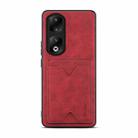 For Honor 90 Pro Denior PU Back Cover Card Slot Holder Phone Case(Red) - 1