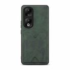 For Honor 90 Pro Denior PU Back Cover Card Slot Holder Phone Case(Green) - 1