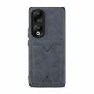 For Honor 90 Pro Denior PU Back Cover Card Slot Holder Phone Case(Grey) - 1