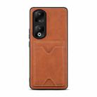 For Honor 90 Pro Denior PU Back Cover Card Slot Holder Phone Case(Brown) - 1