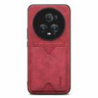 For Honor Magic5 Ultimate Denior PU Back Cover Card Slot Holder Phone Case(Red) - 1