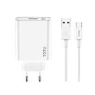 TOTU W123 100W USB Port Travel Charger with USB to USB -C / Type-C Data Cable Set, Specification:EU Plug(White) - 1