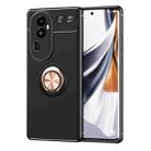 For OPPO Reno10 Pro+ Metal Ring Holder TPU Phone Case(Black+Gold) - 1