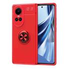 For OPPO Reno10 / 10 Pro Global Metal Ring Holder TPU Phone Case(Red) - 1