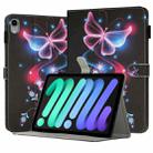 For iPad mini 6 Painted Leather Smart Tablet Case(Fluorescent Butterflies) - 1