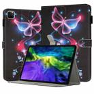 For iPad Pro 11 2022 / 2021 / 2020 Painted Leather Smart Tablet Case(Fluorescent Butterflies) - 1