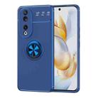 For Honor 90 Metal Ring Holder TPU Phone Case(Blue) - 1